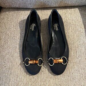 Gucci Black Canvas Flat